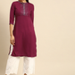 Women Magenta Embroidered Mirror Work Kurta Top