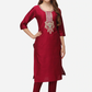 Women Magenta Yoke Design Kurti Set