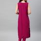 Women Magenta & Black Printed Kurta Set