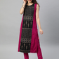 Women Magenta & Black Printed Kurta Set