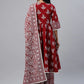 Women Maroon Printed Kurta Set