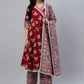 Women Maroon Printed Kurta Set