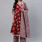 Women Maroon Printed Kurta Set