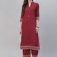 Women Maroon Solid Kurta Set