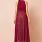 Women Maroon & Gold Longline Maxi Top
