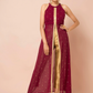 Women Maroon & Gold Longline Maxi Top