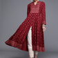 Women Maroon & Golden Mirror Work Kurta Top