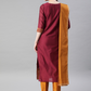 Women Maroon & Mustard Yellow Kurta Set