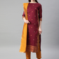 Women Maroon & Mustard Yellow Kurta Set