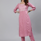 Women Mauve Ethnic Motifs Yoke Design Kurta Set