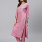 Women Mauve Ethnic Motifs Yoke Design Kurta Set