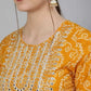 Women Mustard Viscose Rayon Kurta set with Dupatta