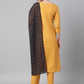 Women Mustard Yellow Panelled Kurti Set