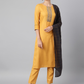 Women Mustard Yellow Panelled Kurti Set