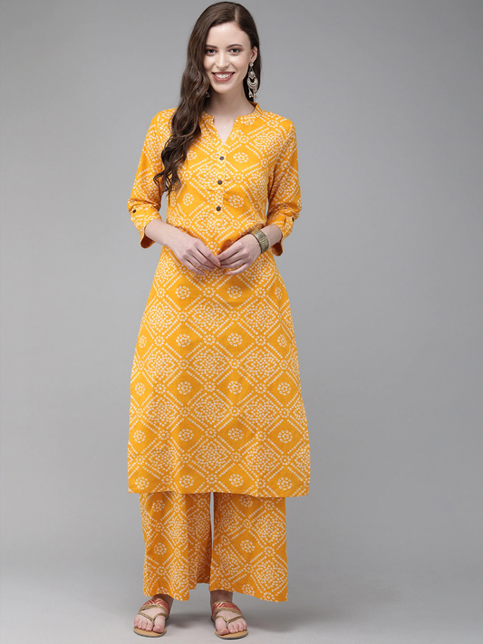 Women Mustard Yellow Kurta Set