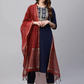 Women Navy Blue Ethnic Motifs Kurta Set