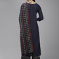 Women Navy Blue Kurta with Palazzos Set