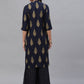 Women Navy Blue Printed Kurta Set