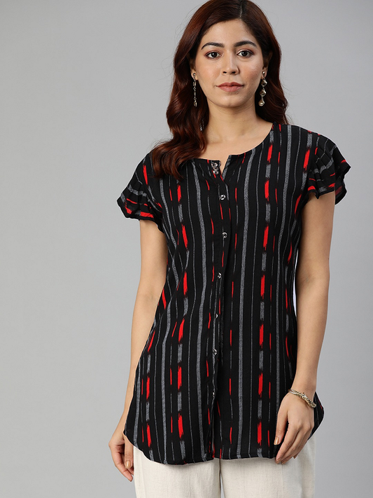 Women Navy Blue Printed Tunic