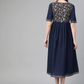 Women Navy Blue Solid A-Line Dress