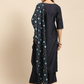 Women Navy Blue Kurta Set with Palazzos & Dupatta