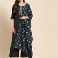 Women Navy Blue Kurta Set with Palazzos & Dupatta