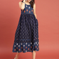 Women Navy Blue Woven Design Dress