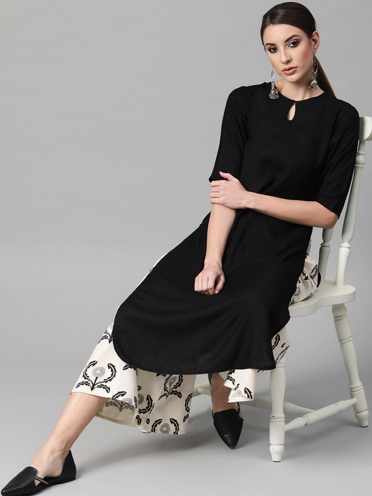 Women Solid Kurta with Palazzos