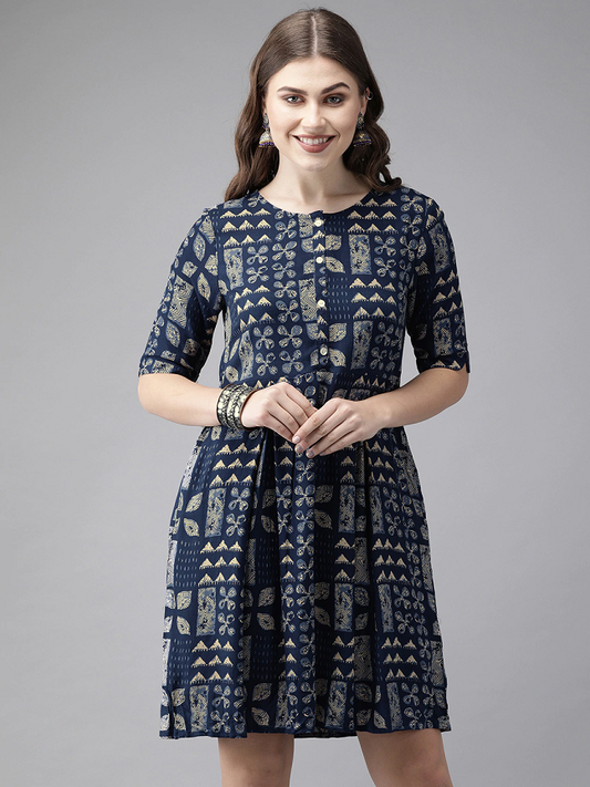 Women Printed Fit and Flare Dress