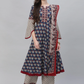 Women Navy Blue Printed Kurta Set