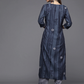 Women Navy Blue & Grey Kurta Set