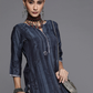 Women Navy Blue & Grey Kurta Set