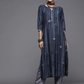 Women Navy Blue & Grey Kurta Set
