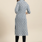 Women Navy Blue Cotton Kurta