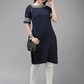Women Navy Blue & Off-White Kurta Set