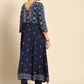 Women Navy Blue & Pink Kurta Set