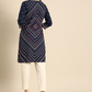 Women Navy Blue Motifs Printed Kurta