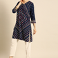 Women Navy Blue Motifs Printed Kurta