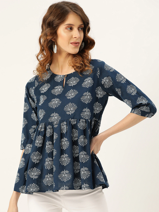 Women Lotus Printed A-Line Top