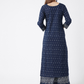 Women Navy Blue & White Printed Kurta Set