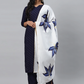Women Navy Blue & White Printed Kurta Set