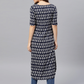 Women Navy Blue Printed Straight Kurta