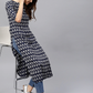 Women Navy Blue Printed Straight Kurta