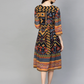Women Navy Blue & Yellow Printed Dress