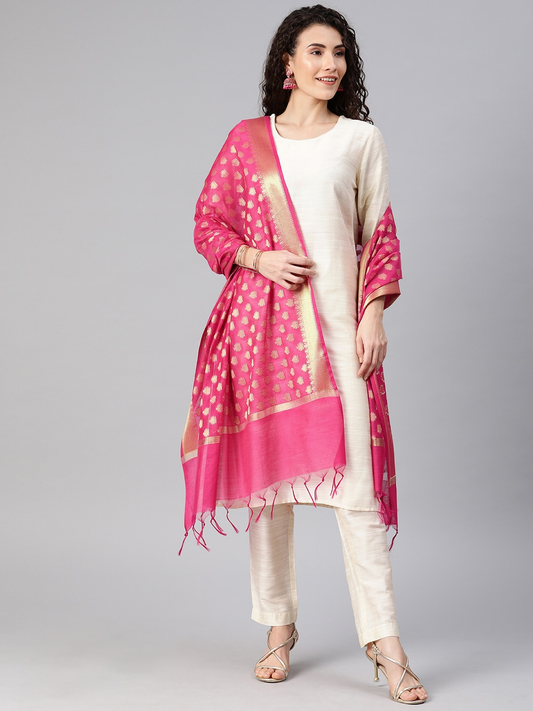 Women Solid Kurta with Trousers & Dupatta