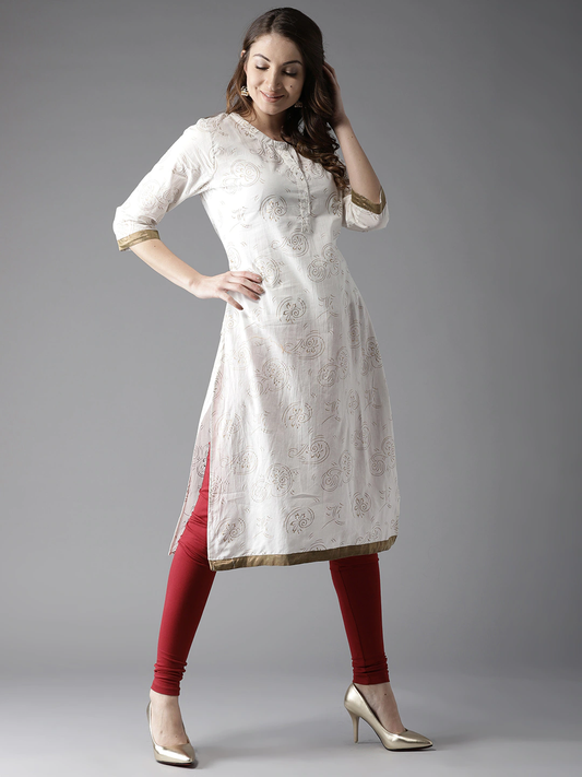 Women Off-White Straight Kurta