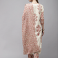 Women Off White Floral Printed Thread Work Cotton Kurta Set
