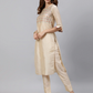 Women Off White & Orange Mirror Work Kurta Set
