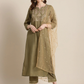 Women Olive Green Kurta Set