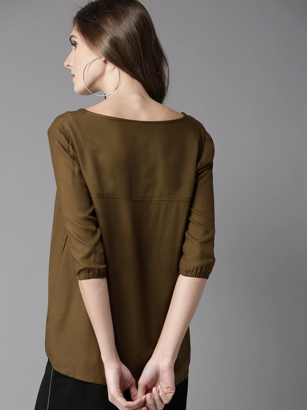 Women Olive Green Solid Top